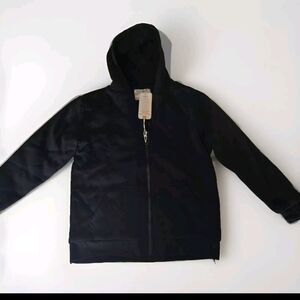 KIDS SEVEN APPAREL THICK SHERPA LINED HOODED JACKET BLACK ZIP FRONT POCKETS LG